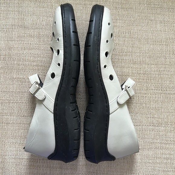 Girauden Sport Leather Mary Jane Thick Chunky Heel Laser Cut Strap w/ Buckle 41 - Picture 5 of 13